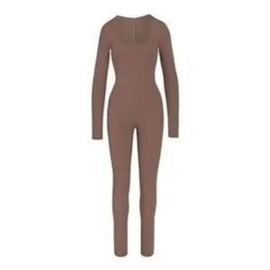 NWOT SKIMS All-In-One Scoop Neck Long Sleeve Onsie Jumpsuit Umber 4X